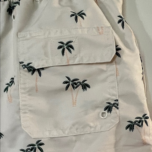 Brooks Cream Palm Print Kids Swim Trunks - Picture 6 of 6